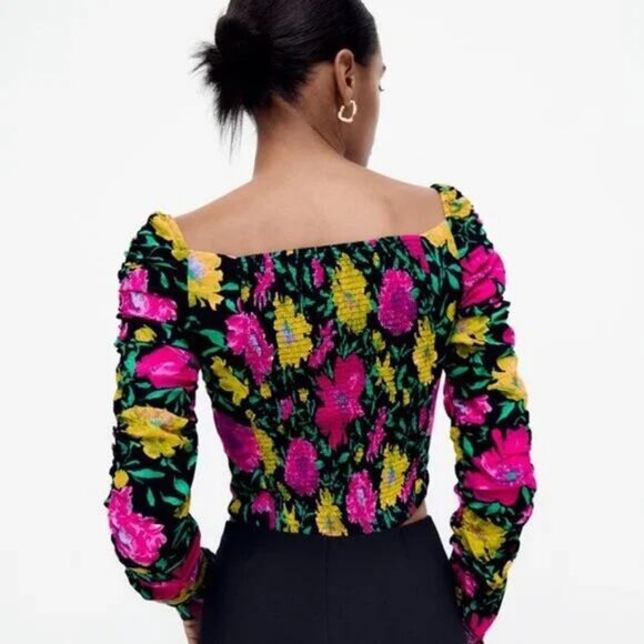 Zara Floral Crop Top Size XS - Picture 3 of 8